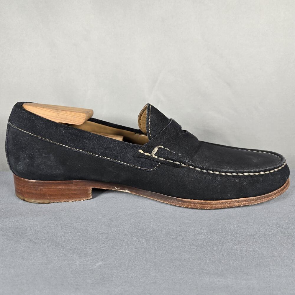 Johnston & Murphy Penny Loafers Mens 9.5 M Black Suede Sheepskin Leather Sole - Picture 2 of 10